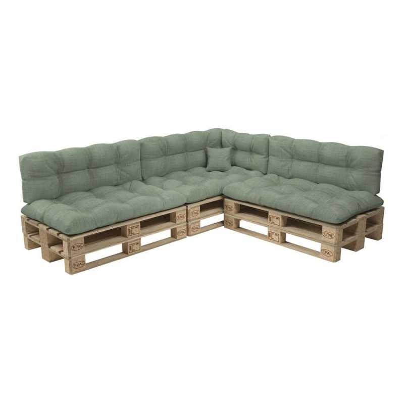 Set de 8 Coussins Matelassés pour Palettes 120x80 + 120x40 Vert