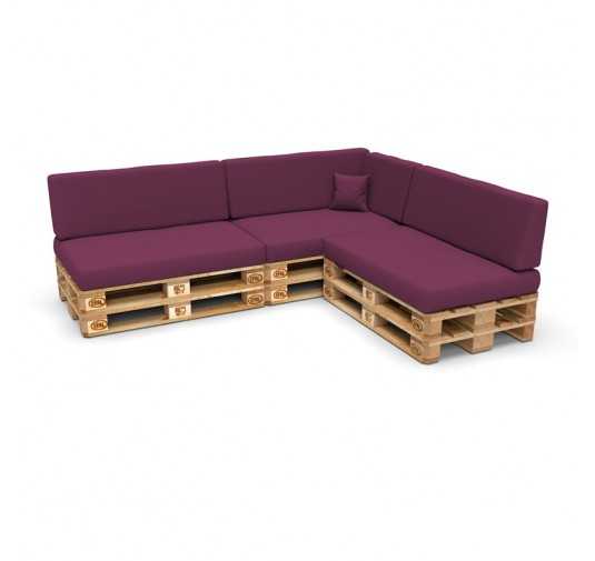 Set de 8 Coussins pour Palette, 3x 120x80 + 3x 120x40 + 60x40 + 40x40, Violet