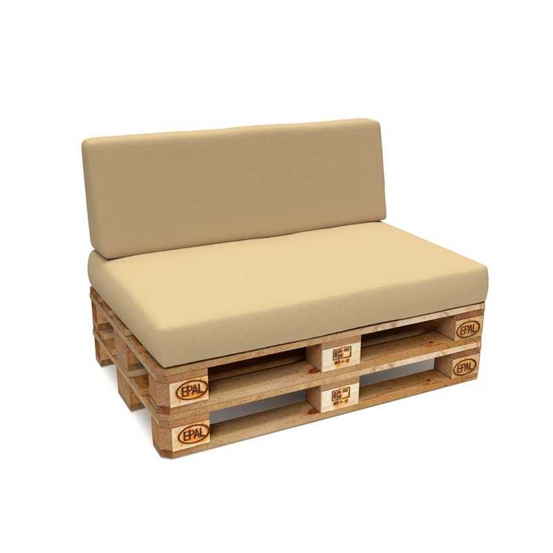 Set de 2 Coussins pour Palettes Imperméable 120x80 + 120x40 Beige