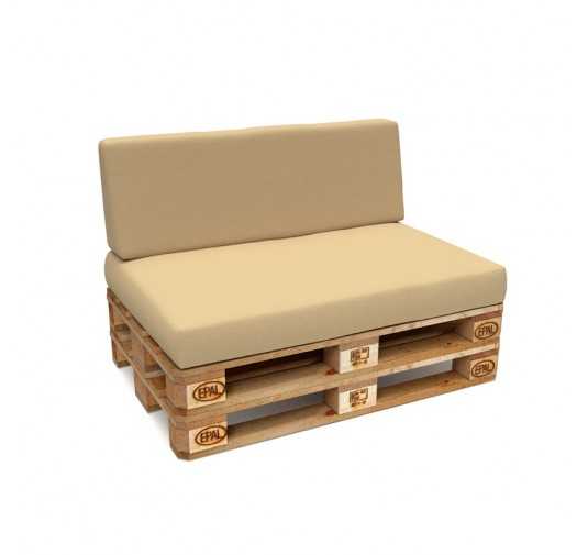 Set de 2 Coussins pour Palettes Imperméable 120x80 + 120x40 Beige