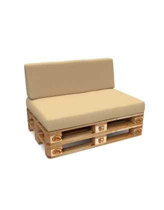 Set de 2 Coussins pour Palettes Imperméable 120x80 + 120x40 Beige