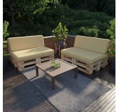 Set de 2 Coussins pour Palettes Imperméable 120x80 + 120x40 Beige