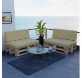 Set de 2 Coussins pour Palettes Imperméable 120x80 + 120x40 Beige