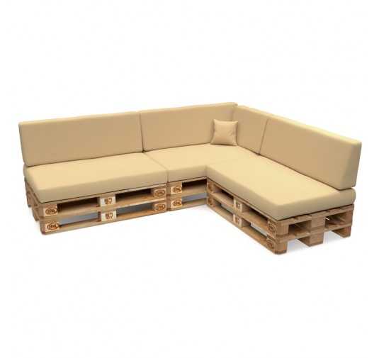 Set de 8 Coussins pour Palettes Imperméable 120x80 + 120x40 Beige