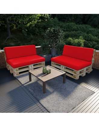 Coussin de Siège pour Palettes Imperméable 120x80x15 Rouge