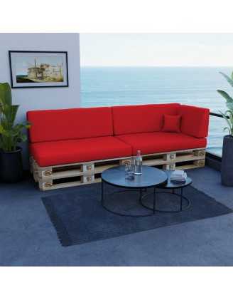 Coussin de Siège pour Palettes Imperméable 120x80x15 Rouge