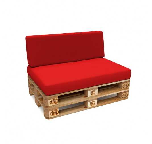 Set de 2 Coussins pour Palettes Imperméable 120x80 + 120x40 Rouge