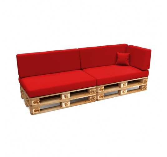 Set de 6 Coussins pour Palettes Imperméable 120x80 + 120x40 Rouge