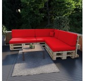 Set de 8 Coussins pour Palettes Imperméable 120x80 + 120x40 Rouge