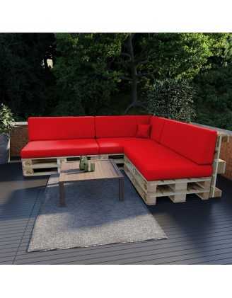 Set de 8 Coussins pour Palettes Imperméable 120x80 + 120x40 Rouge