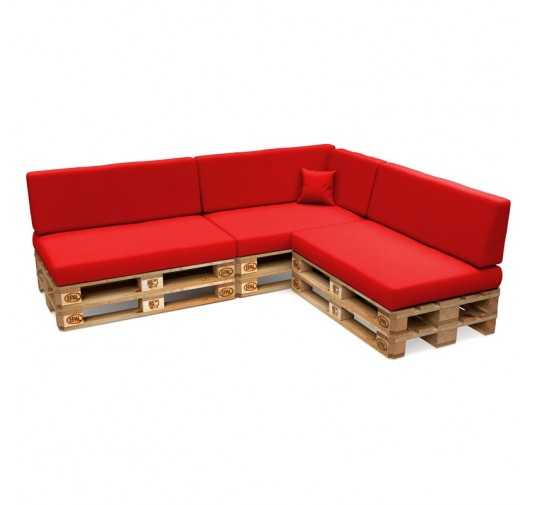 Set de 8 Coussins pour Palettes Imperméable 120x80 + 120x40 Rouge