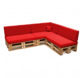 Set de 8 Coussins pour Palettes Imperméable 120x80 + 120x40 Rouge