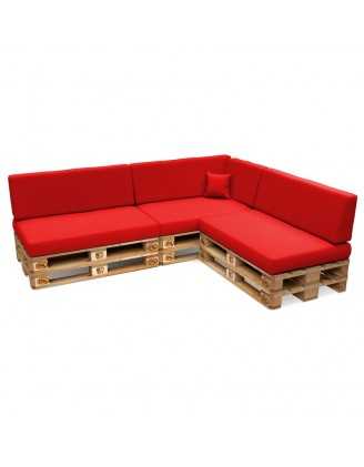 Set de 8 Coussins pour Palettes Imperméable 120x80 + 120x40 Rouge