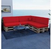 Set de 8 Coussins pour Palettes Imperméable 120x80 + 120x40 Rouge