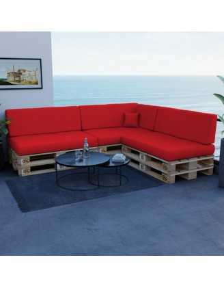 Set de 8 Coussins pour Palettes Imperméable 120x80 + 120x40 Rouge