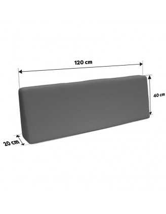 Set de 2 Coussins pour Palettes Imperméable 120x80 + 120x40 Gris