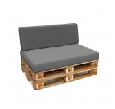 Set de 2 Coussins pour Palettes Imperméable 120x80 + 120x40 Gris