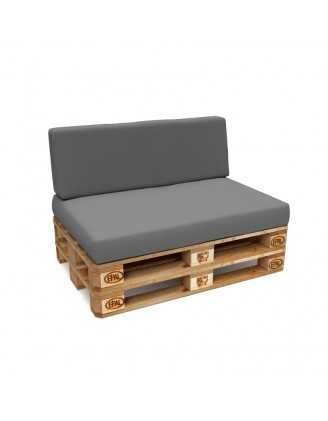 Set de 2 Coussins pour Palettes Imperméable 120x80 + 120x40 Gris