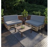 Set de 2 Coussins pour Palettes Imperméable 120x80 + 120x40 Gris