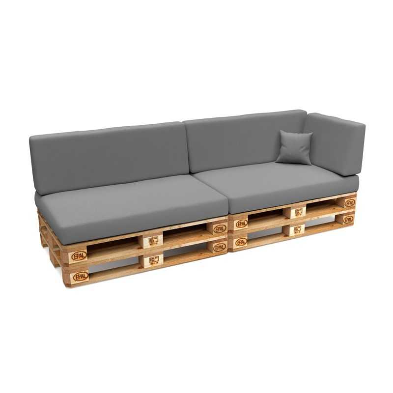 Set de 6 Coussins pour Palettes Imperméable 120x80 + 120x40 Gris