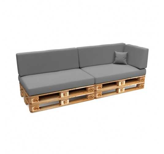 Set de 6 Coussins pour Palettes Imperméable 120x80 + 120x40 Gris
