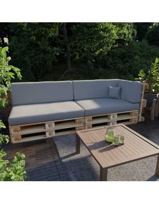 Set de 6 Coussins pour Palettes Imperméable 120x80 + 120x40 Gris