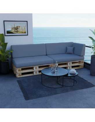 Set de 6 Coussins pour Palettes Imperméable 120x80 + 120x40 Gris