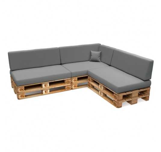 Set de 8 Coussins pour Palettes Imperméable 120x80 + 120x40 Gris