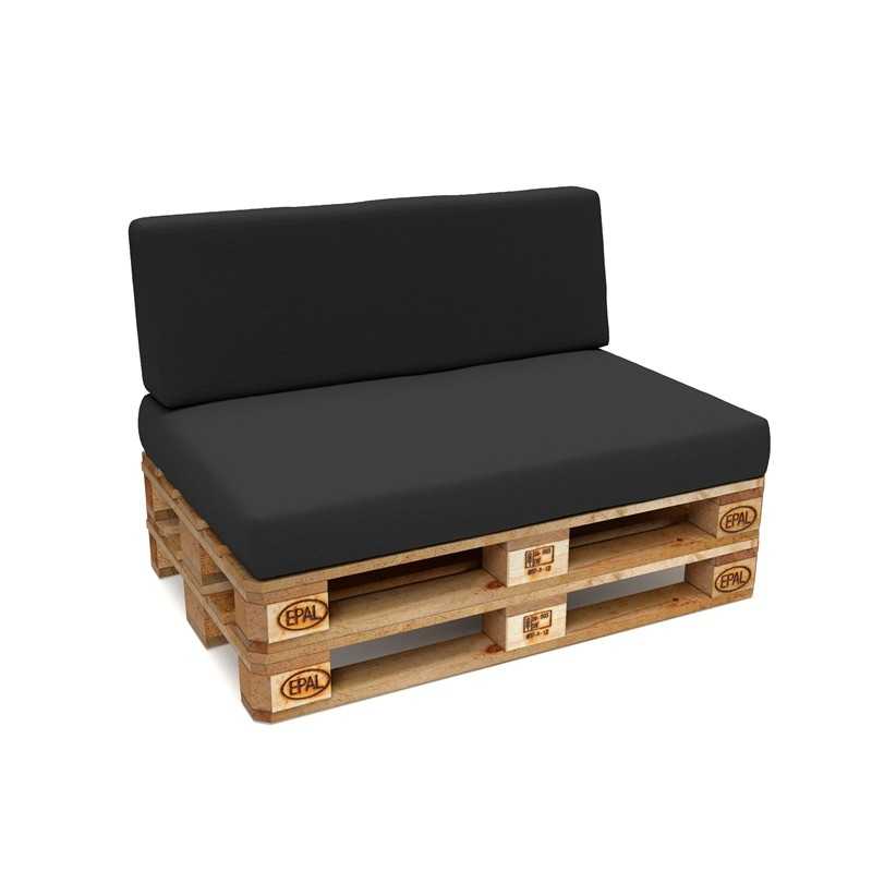 Set de 2 Coussins pour Palettes Imperméable 120x80 + 120x40 Anthracite