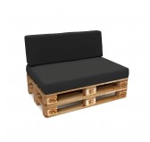 Set de 2 Coussins pour Palettes Imperméable 120x80 + 120x40 Anthracite