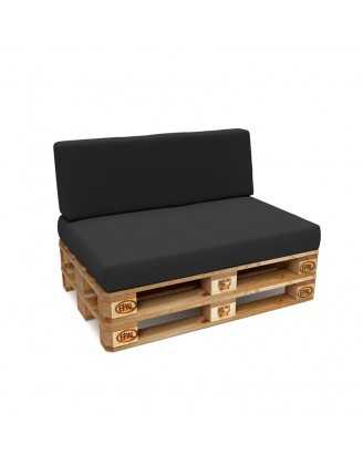 Set de 2 Coussins pour Palettes Imperméable 120x80 + 120x40 Anthracite