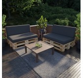 Set de 2 Coussins pour Palettes Imperméable 120x80 + 120x40 Anthracite