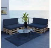 Set de 2 Coussins pour Palettes Imperméable 120x80 + 120x40 Anthracite