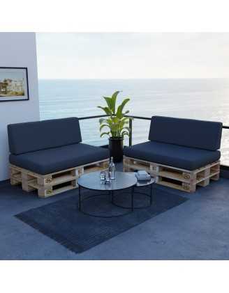 Set de 2 Coussins pour Palettes Imperméable 120x80 + 120x40 Anthracite