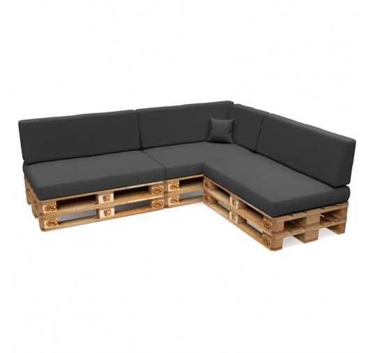 Set de 8 Coussins pour Palettes Imperméable 120x80 + 120x40 Anthracite