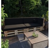 Coussin de Dossier pour Palettes Imperméable 120x40x20/10 Noir