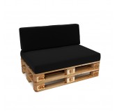 Set de 2 Coussins pour Palettes Imperméable 120x80 + 120x40 Noir