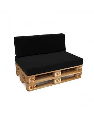 Set de 2 Coussins pour Palettes Imperméable 120x80 + 120x40 Noir