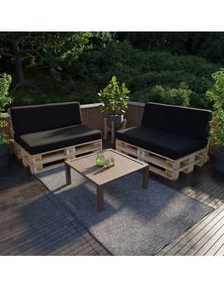 Set de 2 Coussins pour Palettes Imperméable 120x80 + 120x40 Noir