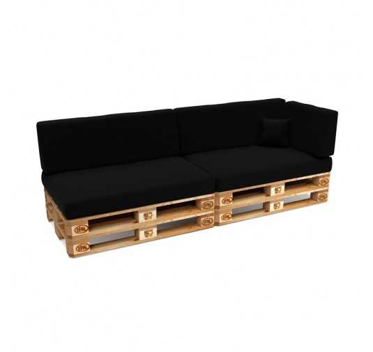 Set de 6 Coussins pour Palettes Imperméable 120x80 + 120x40 Noir