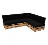 Set de 8 Coussins pour Palettes Imperméable 120x80 + 120x40 Noir