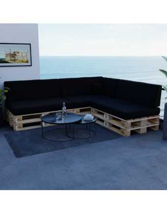 Set de 8 Coussins pour Palettes Imperméable 120x80 + 120x40 Noir