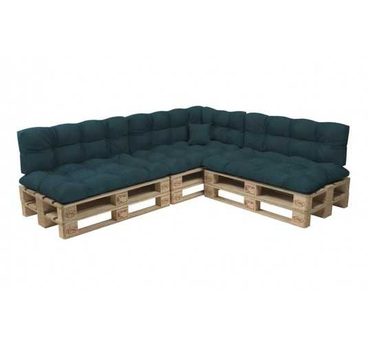 Set de 8 Coussins Matelassés pour Palettes 120x80 + 120x40 Vert Foncé