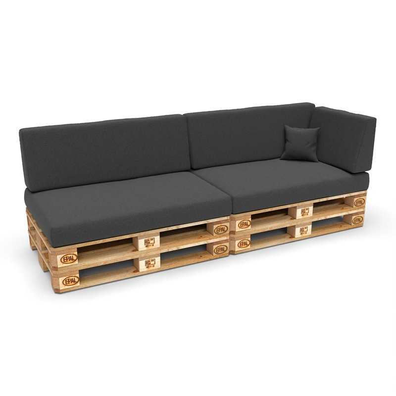 Set de 6 Coussins pour Palettes 120x80 + 120x40 Anthracite