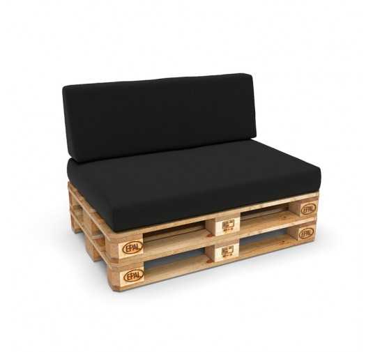 Set de 2 Coussins pour Palettes 120x80 + 120x40 Noir