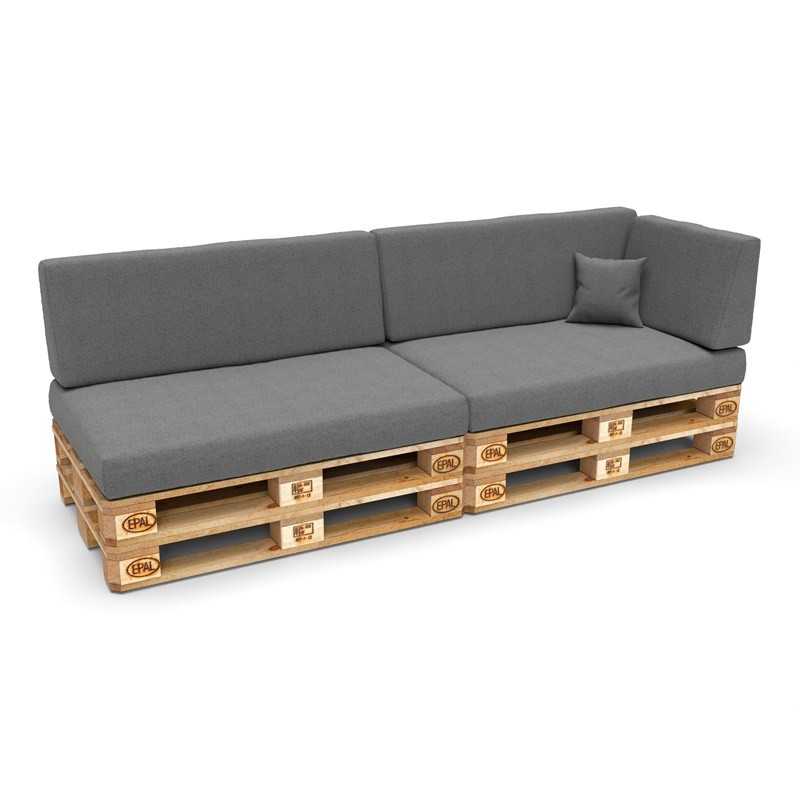 Set de 6 Coussins pour Palettes 120x80 + 120x40 Gris