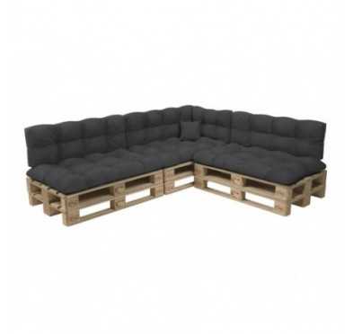 Set de 8 Coussins Matelassés pour Palettes 120x80 + 120x40 Anthracite