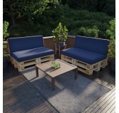 Set de 2 Coussins pour Palettes 120x80 + 120x40 Bleu Foncé