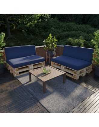 Set de 2 Coussins pour Palettes 120x80 + 120x40 Bleu Foncé