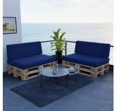 Set de 2 Coussins pour Palettes 120x80 + 120x40 Bleu Foncé